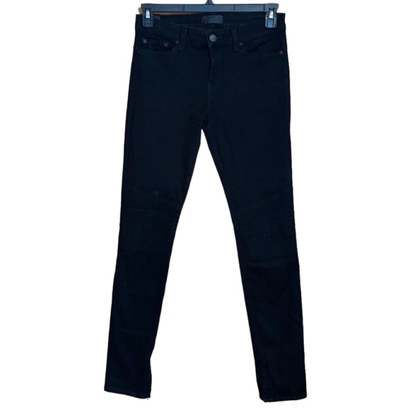 •VINCE•BLACK DENIM MOTO HIGH WAISTED SKINNY JEANS WITH ANKLE ZIPPERS. SIZE 27x30 - Picture 1 of 13